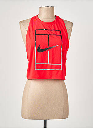 Top stretch sans manche rouge NIKE femme