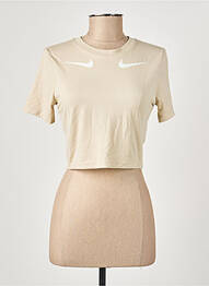 Top stretch manches courtes beige NIKE femme
