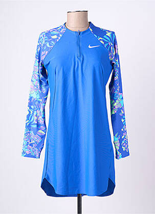 Maillot de bain 1 pièce effet matière satinée haut soutien-gorge avec mousse de rembourrage amovible bleu NIKE femme