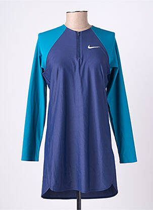 Maillot de bain 1 pièce effet matière satinée haut soutien-gorge avec mousse de rembourrage amovible bleu NIKE femme