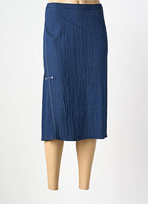 Jupe mi-longue coupe droite bleu GUY DUBOUIS femme