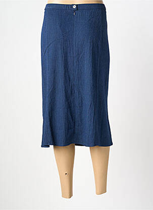 Jupe mi-longue coupe droite bleu GUY DUBOUIS femme