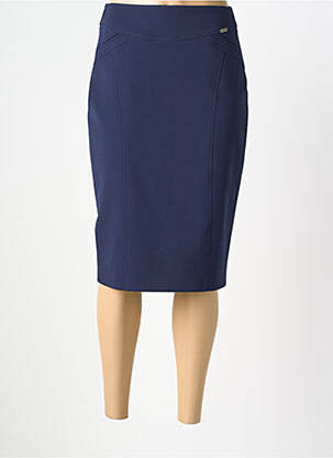 Jupe mi-longue coupe droite bleu FRANCE RIVOIRE femme