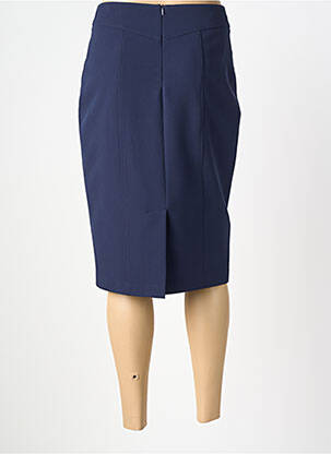 Jupe mi-longue coupe droite bleu FRANCE RIVOIRE femme
