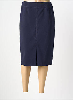 Jupe mi-longue stretch bleu GUY DUBOUIS femme