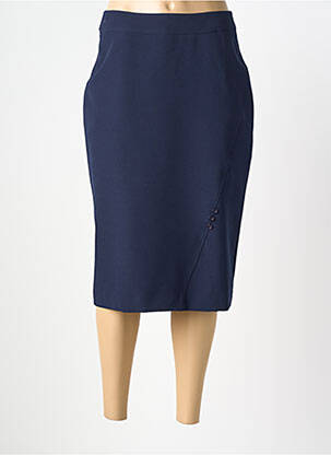 Jupe mi-longue coupe droite bleu FRANCE RIVOIRE femme