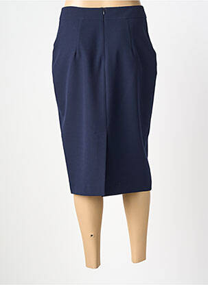 Jupe mi-longue coupe droite bleu GUY DUBOUIS femme