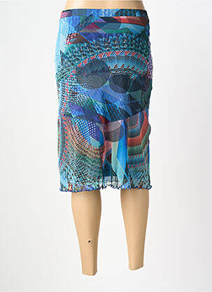 Jupe mi-longue taille élastique bleu GUY DUBOUIS femme