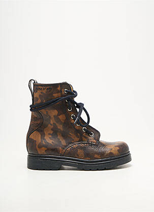 Bottines/boots fermeture zip et lacets talon bas marron POM D'API fille