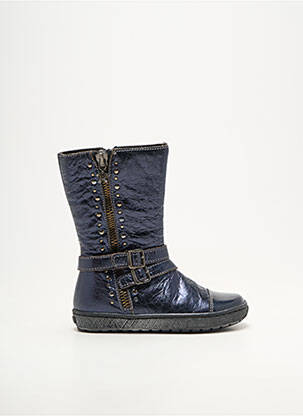 Bottes tissage satiné bout rond bleu ROMAGNOLI fille