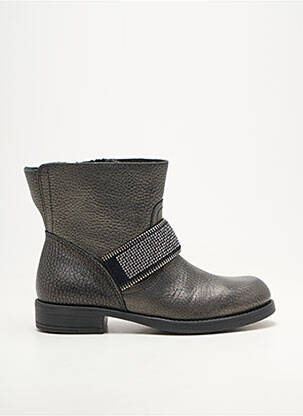 Bottines/boots tissage satiné talon bas gris UNISA fille