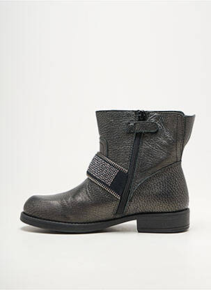 Bottines/boots tissage satiné talon bas gris UNISA fille