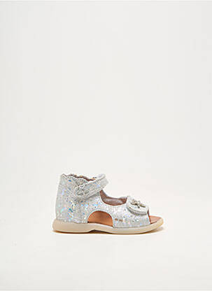 Sandales/nu pieds tissage métallisé talon bas argent LITTLE MARY fille