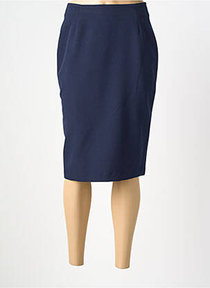 Jupe mi-longue taille à pinces bleu GUY DUBOUIS femme