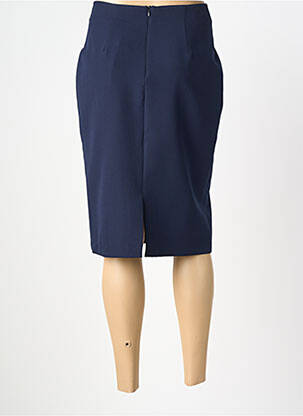 Jupe mi-longue taille à pinces bleu GUY DUBOUIS femme