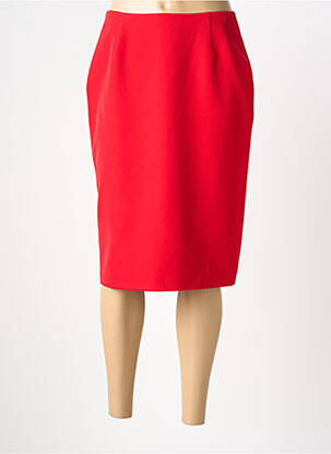 Jupe mi-longue taille à pinces rouge GUY DUBOUIS femme