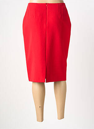Jupe mi-longue taille à pinces rouge GUY DUBOUIS femme