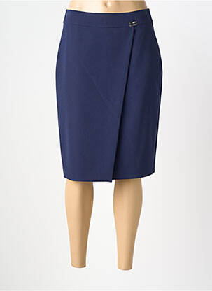 Jupe mi-longue taille à pinces bleu GUY DUBOUIS femme