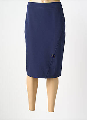 Jupe mi-longue taille à pinces bleu GUY DUBOUIS femme