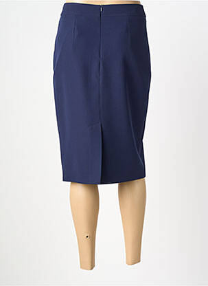 Jupe mi-longue taille à pinces bleu GUY DUBOUIS femme