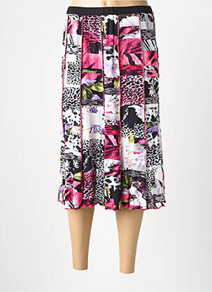 Jupe mi-longue taille élastique rose GUY DUBOUIS femme