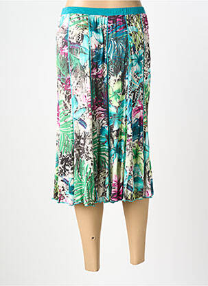 Jupe mi-longue taille élastique bleu FRANCE RIVOIRE femme
