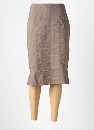 Jupe mi-longue coupe droite marron GUY DUBOUIS femme