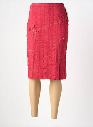 Jupe mi-longue coupe droite rouge GUY DUBOUIS femme