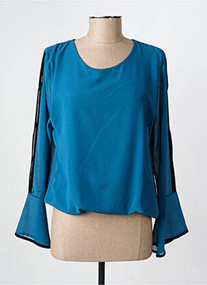 Blouse col rond manches longues bleu COULEURS DU TEMPS femme