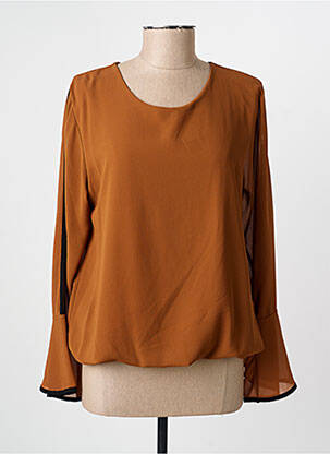 Blouse col rond manches longues marron COULEURS DU TEMPS femme