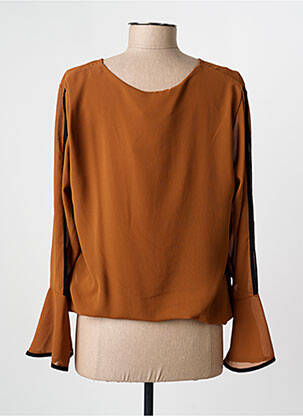 Blouse col rond manches longues marron COULEURS DU TEMPS femme
