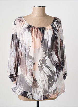 Blouse imprimé fantaisie manches longues noir COULEURS DU TEMPS femme