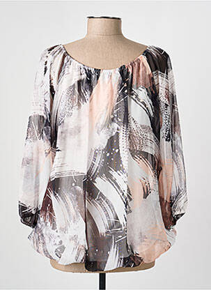 Blouse imprimé fantaisie manches longues noir COULEURS DU TEMPS femme