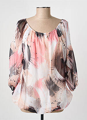 Blouse imprimé fantaisie manches longues rose COULEURS DU TEMPS femme