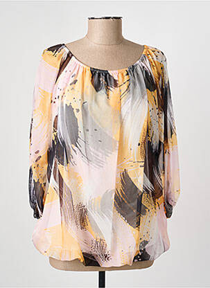 Blouse imprimé fantaisie manches longues jaune COULEURS DU TEMPS femme