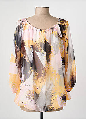 Blouse imprimé fantaisie manches longues jaune COULEURS DU TEMPS femme