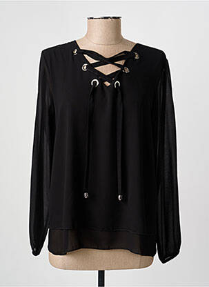 Blouse manches longues manches longues noir COULEURS DU TEMPS femme