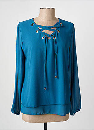 Blouse manches longues manches longues bleu COULEURS DU TEMPS femme