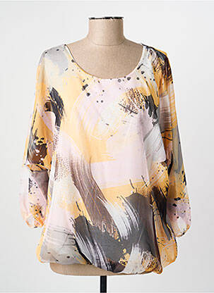 Blouse imprimé fantaisie manches longues jaune COULEURS DU TEMPS femme