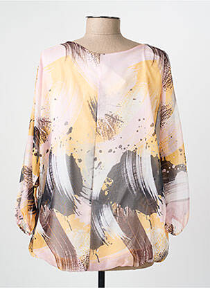 Blouse imprimé fantaisie manches longues jaune COULEURS DU TEMPS femme