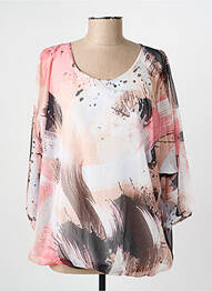 Blouse imprimé fantaisie manches longues rose COULEURS DU TEMPS femme