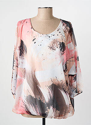 Blouse imprimé fantaisie manches longues rose COULEURS DU TEMPS femme