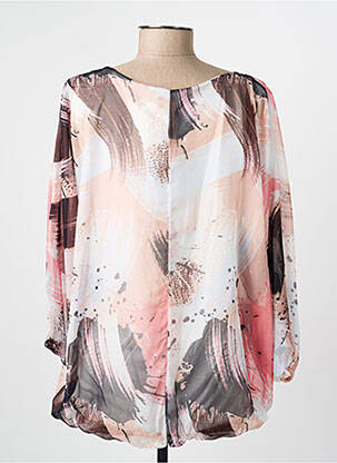 Blouse imprimé fantaisie manches longues rose COULEURS DU TEMPS femme