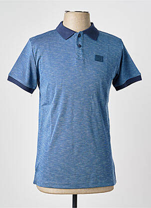 Polo tissage chiné manches courtes bleu CAMBERABERO homme