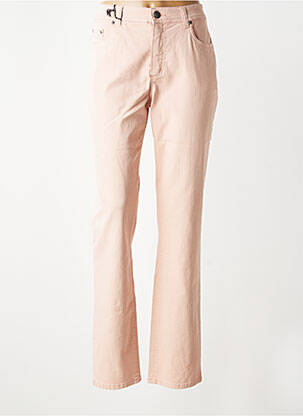 Pantalon droit fermeture zippée sous rabat boutonné rose MONIKA femme