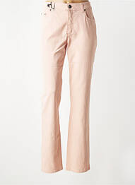 Pantalon droit fermeture zippée sous rabat boutonné rose MONIKA femme