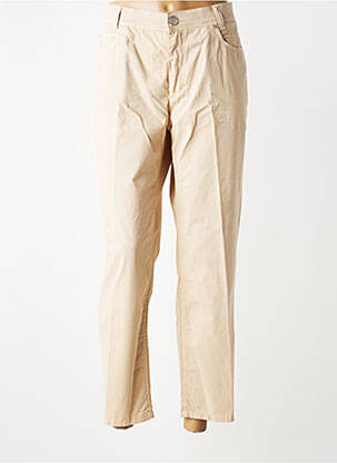 Pantalon 7/8 fermeture zippée sous rabat boutonné beige ANNA MONTANA femme