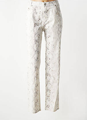 Pantalon droit fermeture zippée sous rabat boutonné gris ANNA MONTANA femme