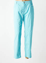 Pantalon 7/8 fermeture zippée sous rabat boutonné bleu ANNA MONTANA femme