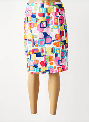 Jupe mi-longue taille élastique rose GUY DUBOUIS femme